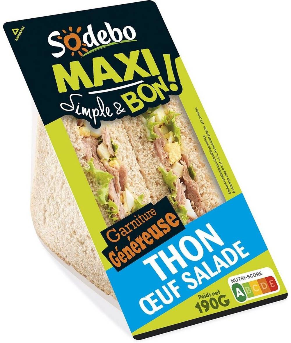 Sandwich maxi simple & bon! thon oeuf salade - sodebo - 190     g