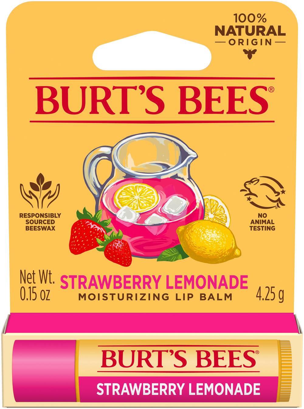 Burt's Bees Natural Origin Care Strawberry Lemonade Lip Balm (0.15 oz)