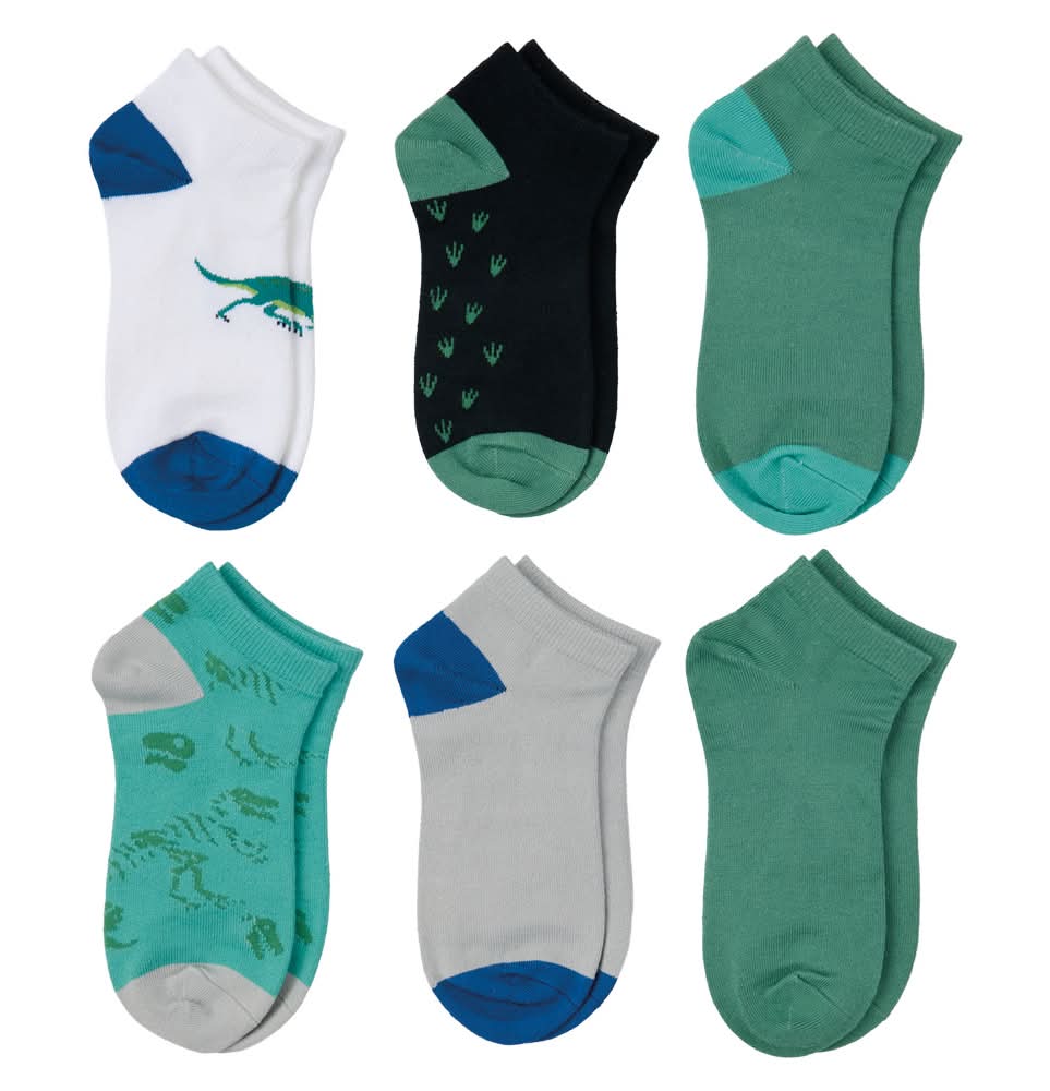 Lily & Dan/ L&D Childrens 6pk Socks - No Show Blue/Green L