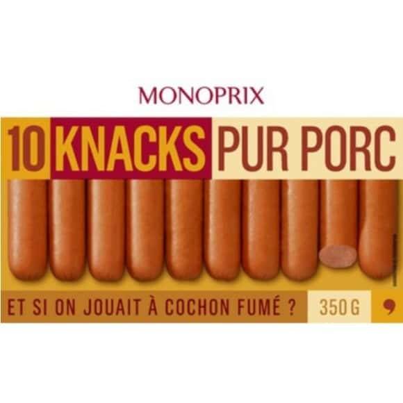 Monoprix Knacks Pur Porc Les 10 Saucisses De 350 G