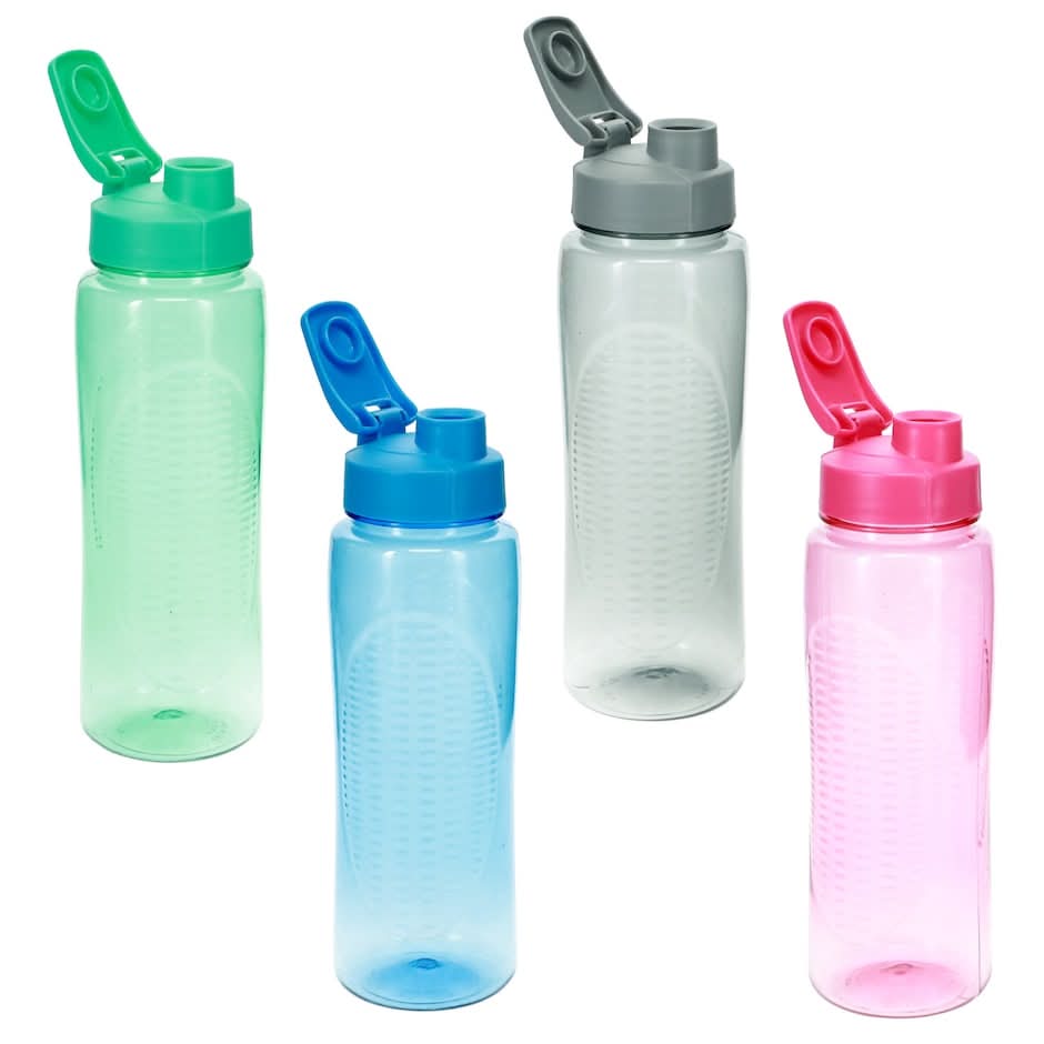 Plastic Water Bottles With Fliptop Lids 24 oz, Assorted