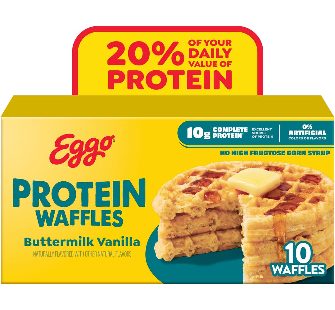 Eggo Protein Waffles, Buttermilk Vanilla (12.3 oz, 10 ct)
