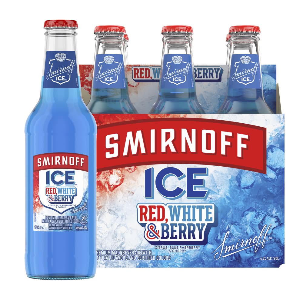 Smirnoff Ice Hard Flavored Beverage, Citrus Blue Raspberry & Cherry (6 x 11.2 fl oz)