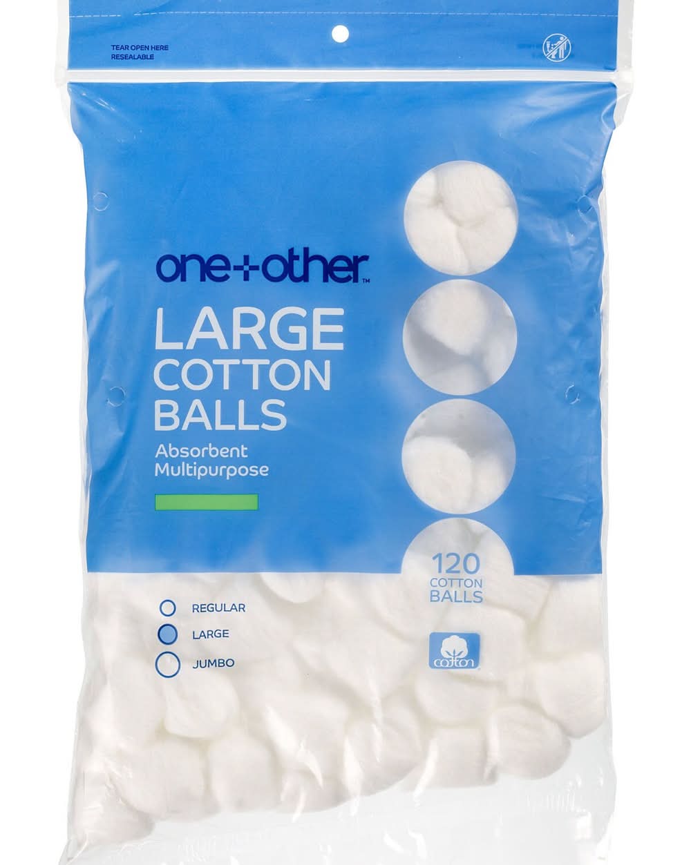 One+Other Large Cotton Balls, 120Ct
