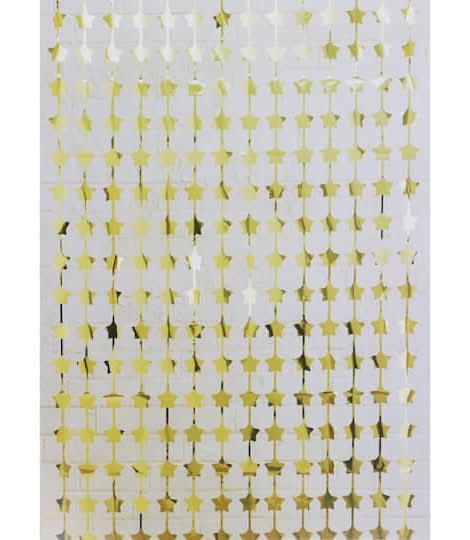 Celebrate It Star Fringe Curtain, 3.2x6.3 ft, Gold