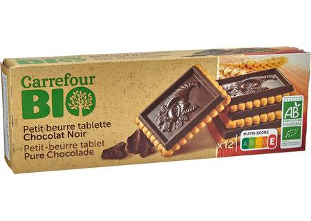 FID - Biscuits Bio tablette chocolat noir CARREFOUR BIO - le paquet de 12 biscuits - 150g