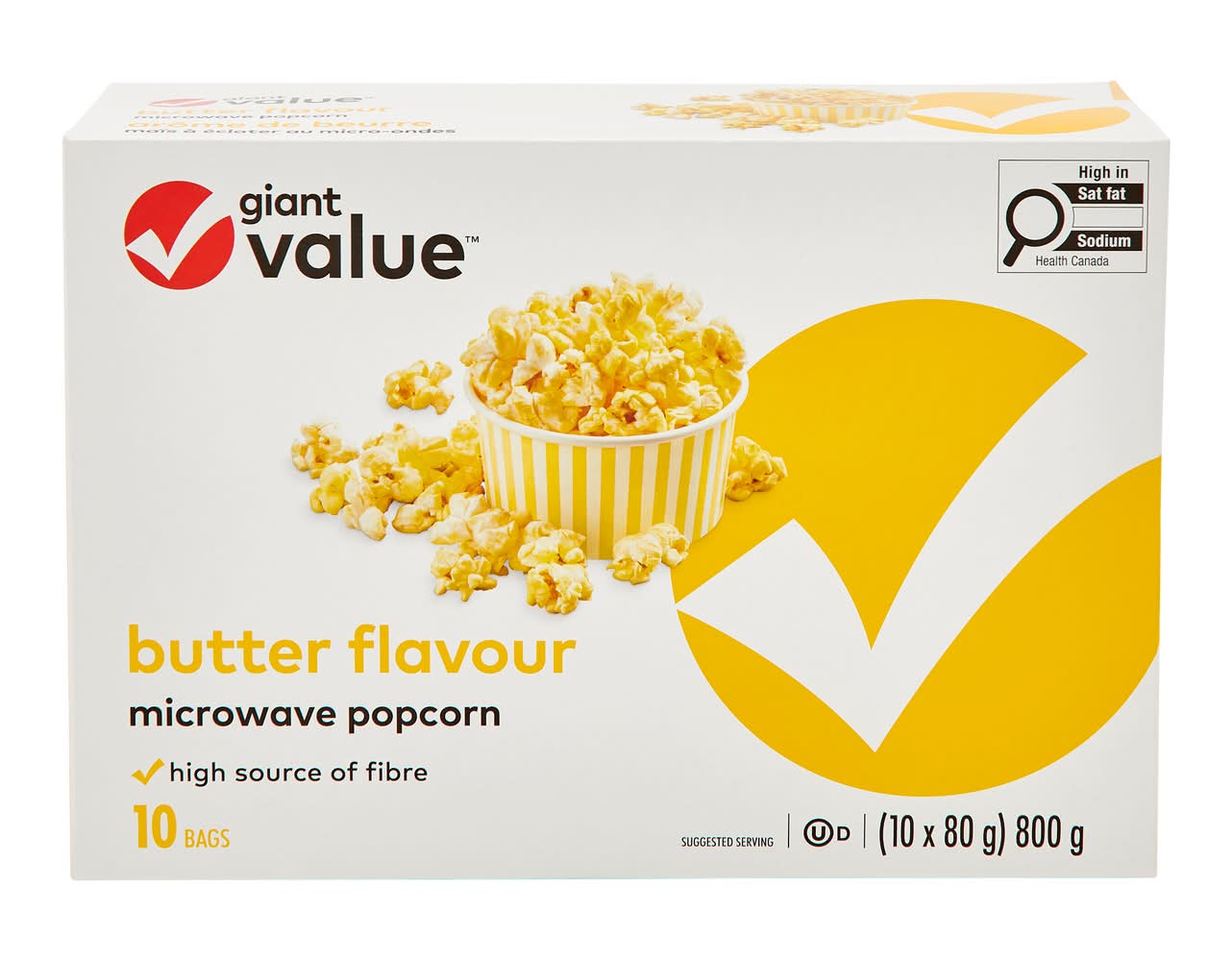 Giant Value Microwave Popcorn, Butter (10 x 80 g)