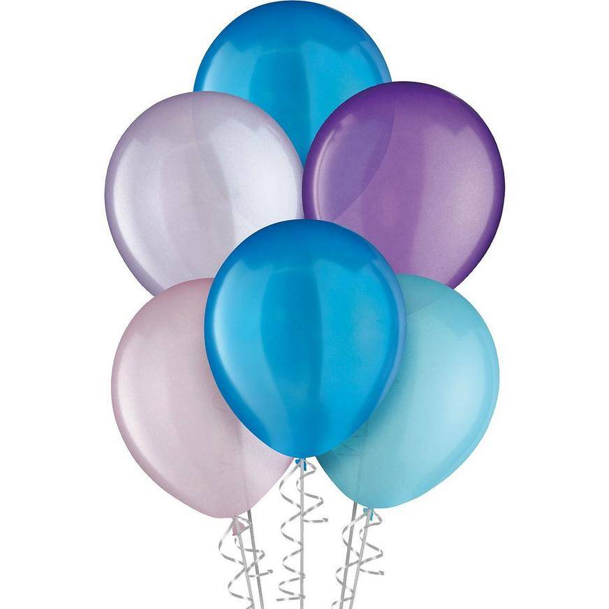 Uninflated 15ct, 11in, Cosmic Pearl 5-Color Mix Latex Balloons - Blues, Pink Purples