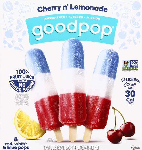 Goodpop Cherry N' Lemonade Red White and Blue Pops