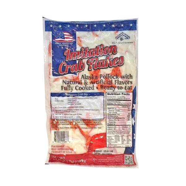Frozen Great American - Imitation Crab Meat, Flake Style - 2.5 lbs