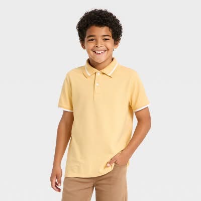 Boys' Short Sleeve Tipping Polo Shirt - Cat & Jack™ Yellow L