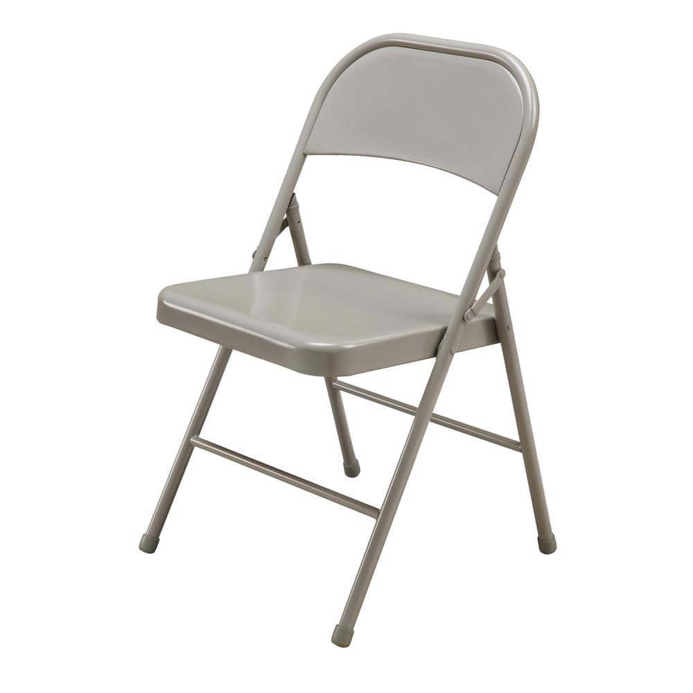 Beige Metal Stackable Folding Chairs