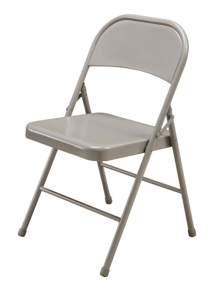 Beige Metal Stackable Folding Chairs