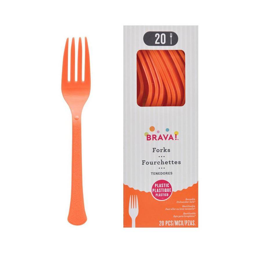 Party City Plastic Forks, Orange (20 ct)