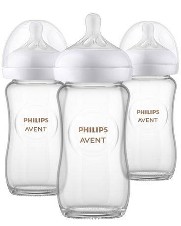 Philips Avent Glass Natural Baby Bottle With Natural Response Nipple (3 ct)