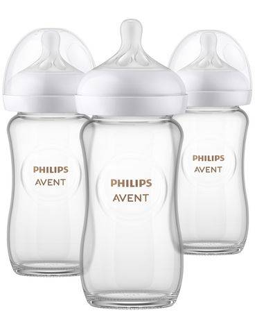 Philips Avent Glass Natural Baby Bottle With Natural Response Nipple (8 oz, 3 ct)