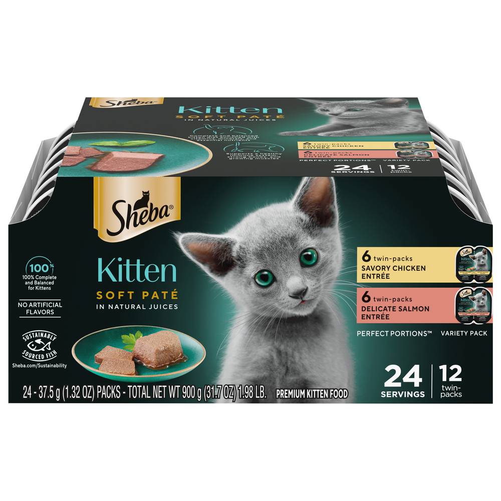 Sheba Kitten Soft Pate Premium Savory Chicken Food (1.32 oz, 24 ct)