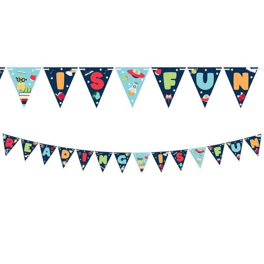 Reading Is Fun Paper Pennant Banner, 12ft - National Read Across America Day