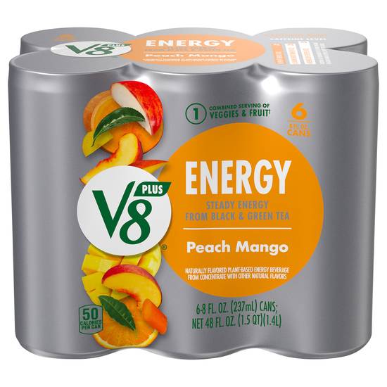 V8 +Energy Peach Mango Juice Energy Drink (6 x 8 fl oz)