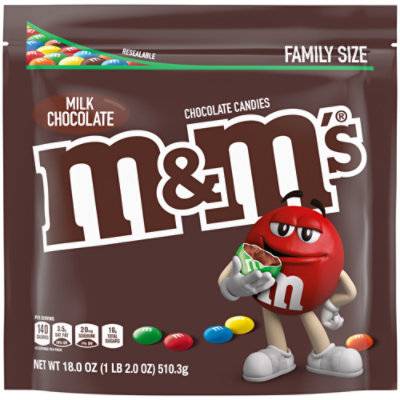 M&M'S Milk Chocolate Candy Family Size In Resealable Bulk Candy Bag - 18 Oz