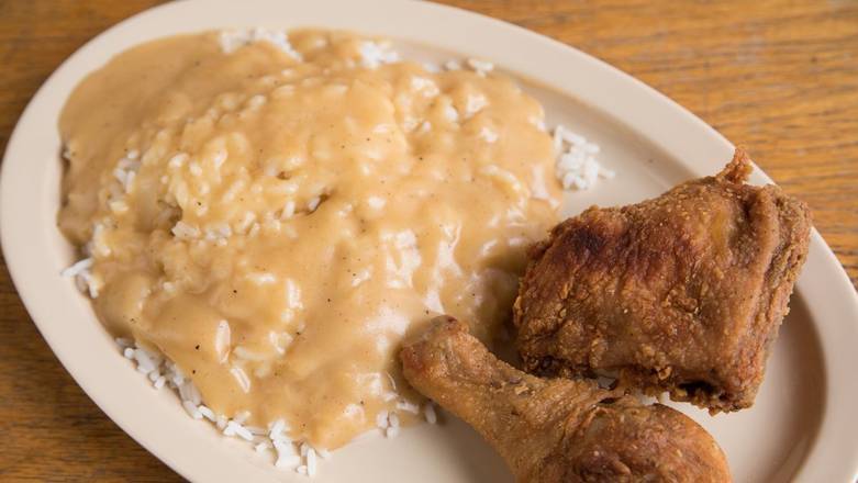 19. Thigh, Leg, Rice, with Gravy & Biscuit