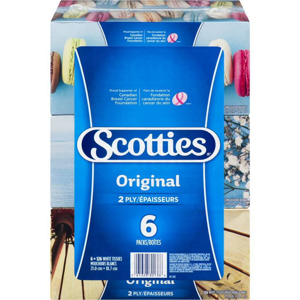 Scotties  papiers mouchoirs (6 un) - original facial tissues (6 x 126 units)