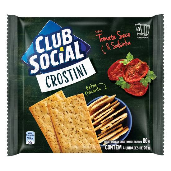 Club social biscoito salgado crostini tomate seco (80g)