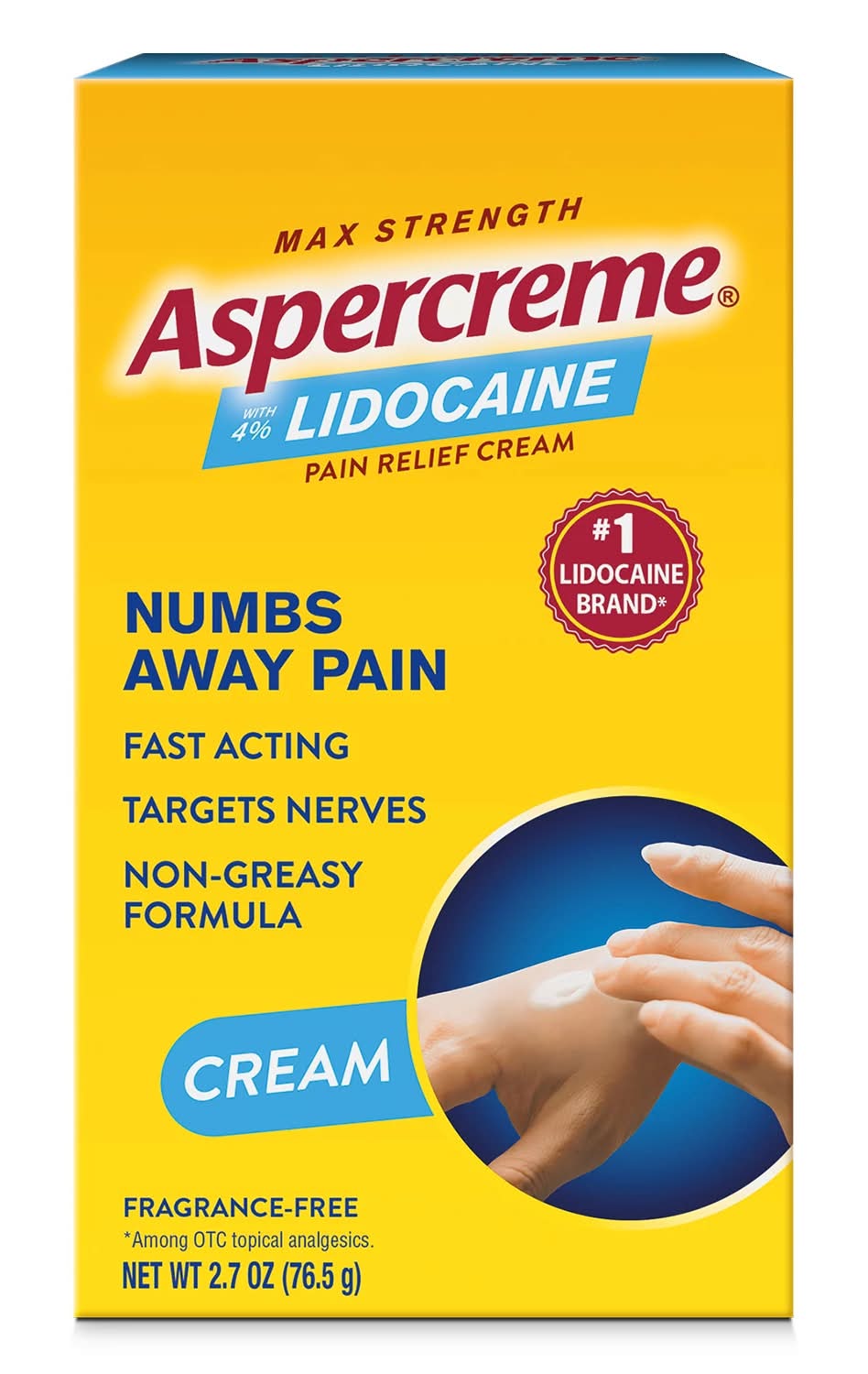 Aspercreme Max Strength Lidocaine Pain Relief Cream (2.7 oz)