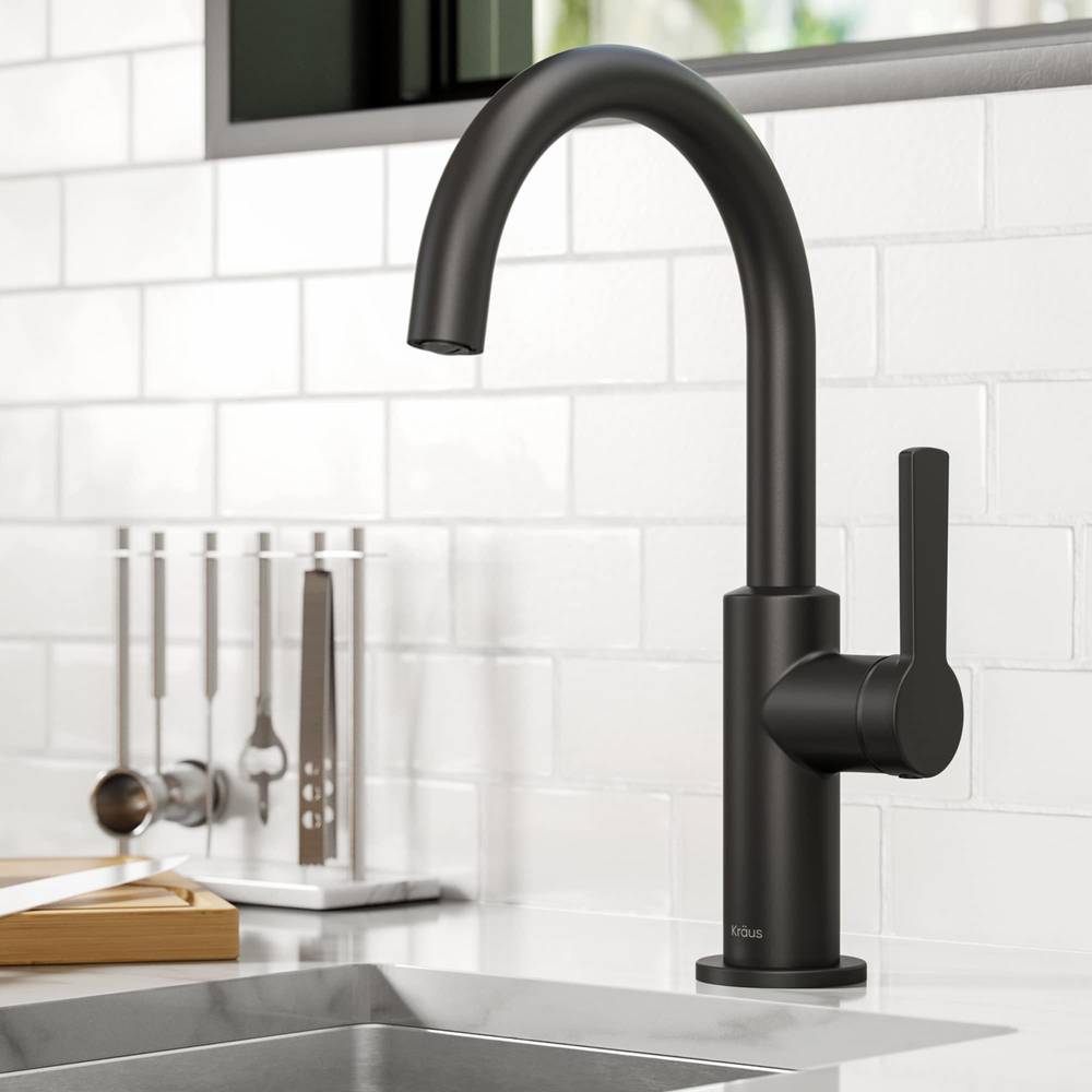 Kraus Oletto Matte Black Single Handle Bar and Prep Kitchen Faucet | KPF-2822MB-C