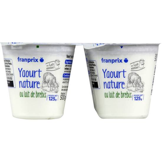 Yaourt nature lait de brebis Franprix 4x125g