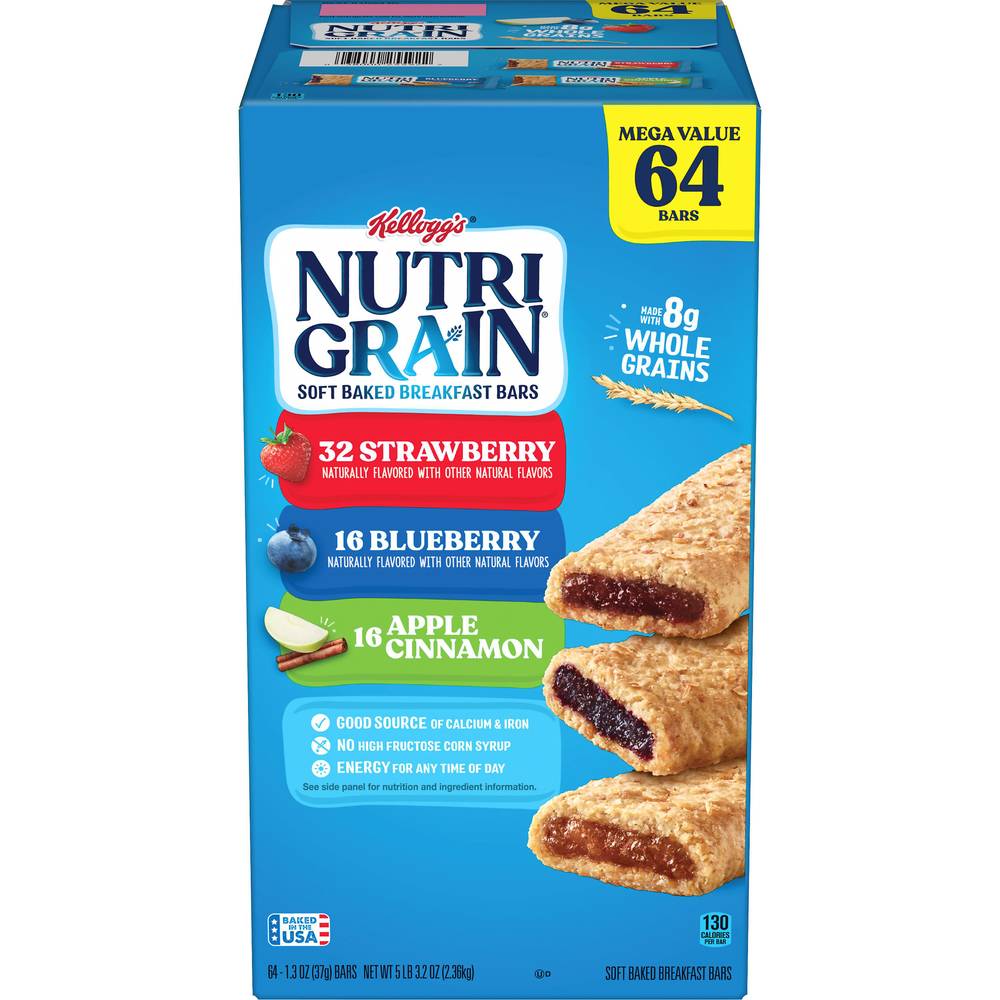 Nutri-Grain Variety Flavor Soft Baked Breakfast Bars (64 x 1.3 oz)