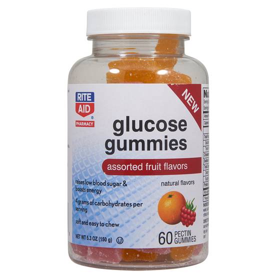 Rite Aid Glucose Energy Gummies with Citrus Pectin, Assorted Fruit Flavors - 60 Count