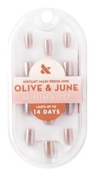 Olive & June Minimalist Instant Mani Press Ons Nails, Taupe Jelly Chrome (42 ct)