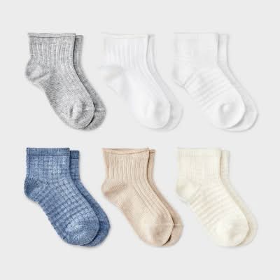 Toddler 6pk Waffle Ribbed Ankle Socks - Cat & Jack™ 4T-5T