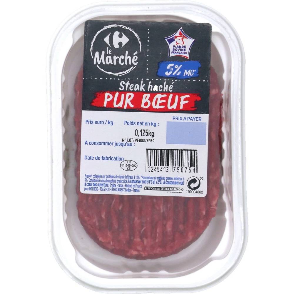 Carrefour Le Marché - Steak haché pur bœuf 5% mg (125g)