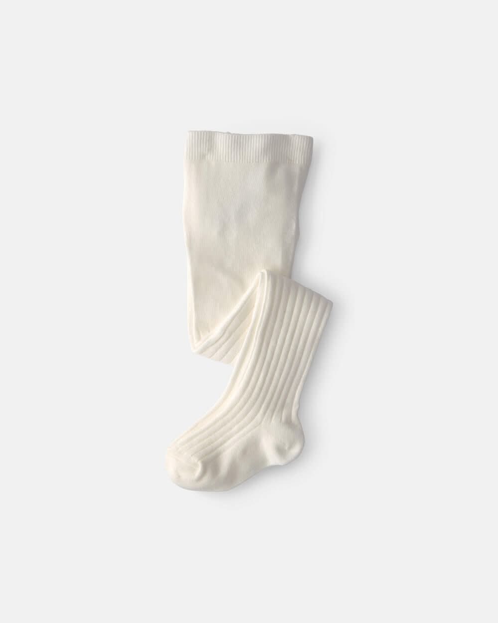 Girls Ribbed Tights - Ivory - 4-7