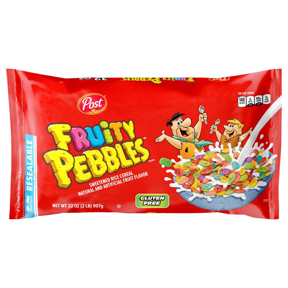 Post Fruity Pebbles Sweetened Rice Cereal (32 oz)