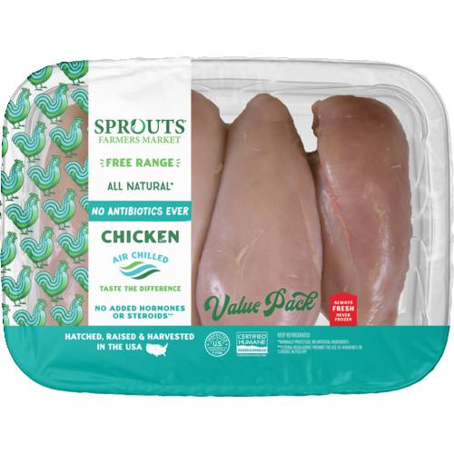 Sprouts Boneless Skinless Chicken Breasts With Rib Meat No Antibiotics Ever Value Pack (Avg. 3.4lb)