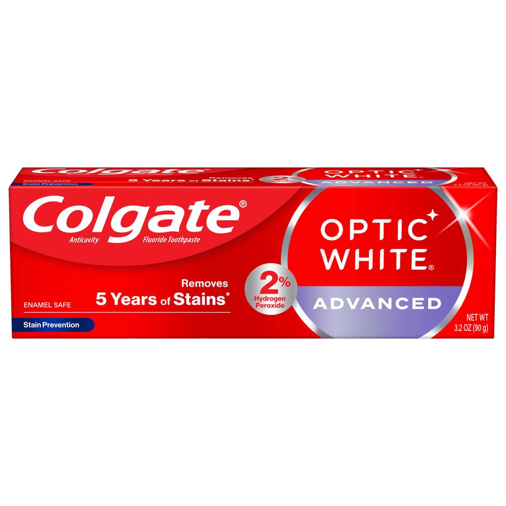 Colgate Optic White Advanced Teeth Whitening Toothpaste, Stain Prevention (3.2 oz)