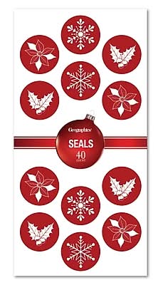 Geographics Red Foil Holiday Seals, Red/White, 40/Pack (50063)