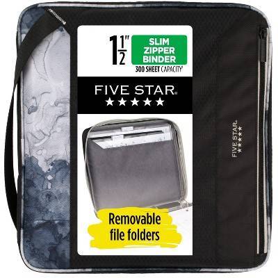 Five Star 1.5" Zipper Binder Black/Gray