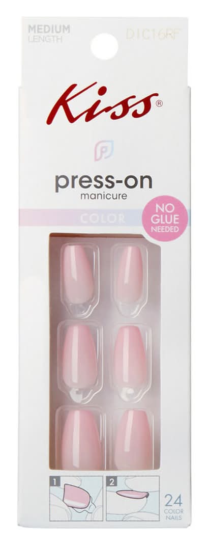 KISS Manicure Press-On Nails Dic16rf, Pink (24 ct)