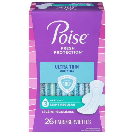 Poise Ultra Thin Light Pads With Wings (26 pads)