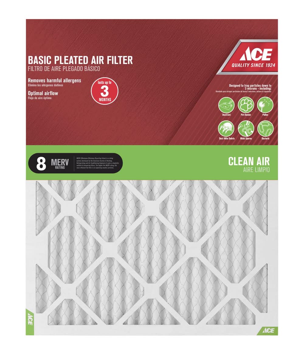 ACE 24 In. W X 30 In. H X 1 In. Synthetic 8 Merv Pleated Air Filter 1 Pk