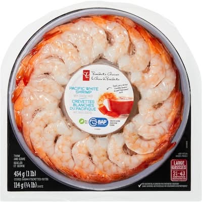 President's Choice Pacific White Shrimp Platter With Mild Cocktail Sauce 568.0 G