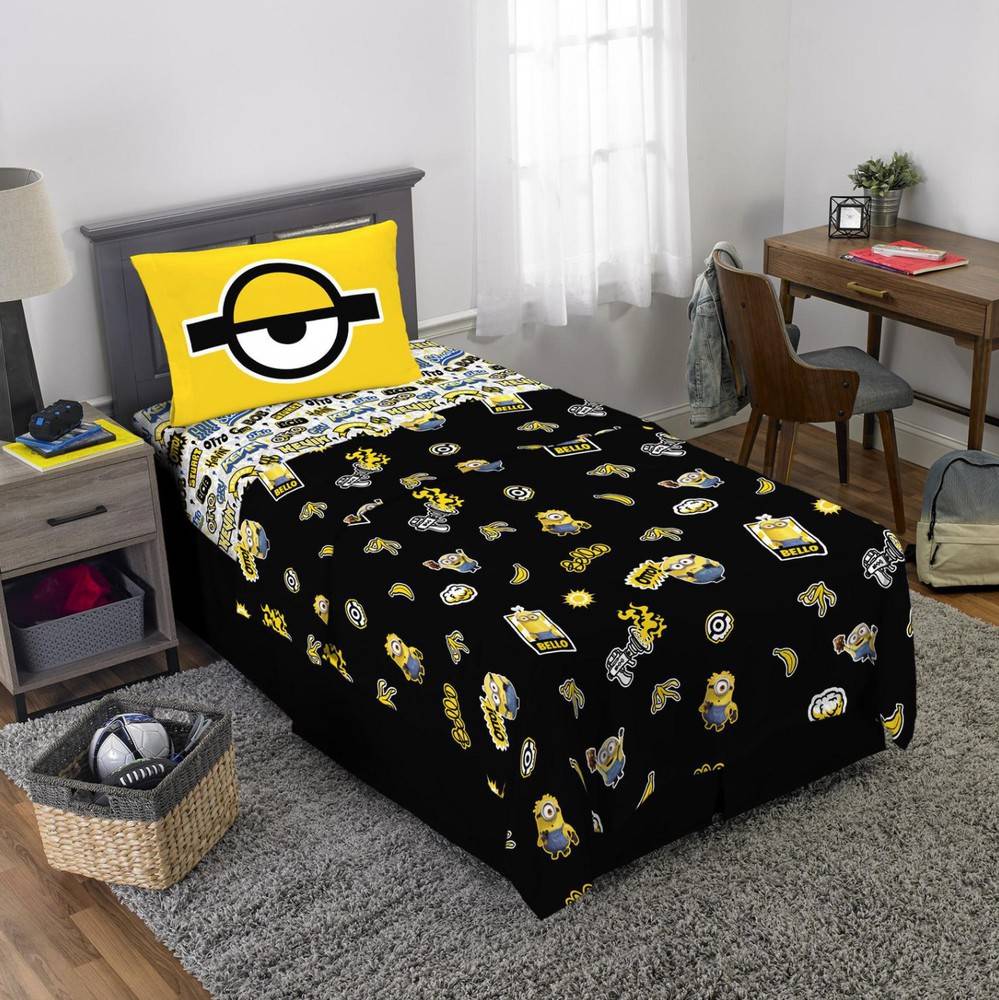Universal Studios Minions Black Gold Twin/Single Sheet Set Delivery