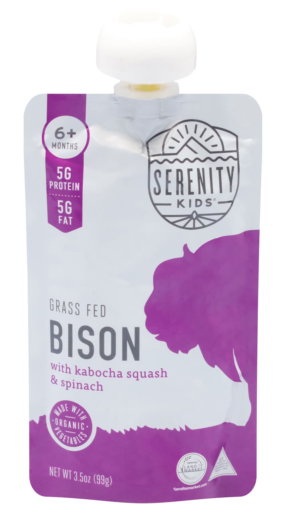 Serenity Kids Kabocha Squash & Spinach Baby Food, Bison (3.5 oz)