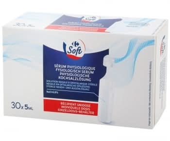 Suero fisiológico adulto Carrefour Soft pack de 30 unidades de 5 ml.