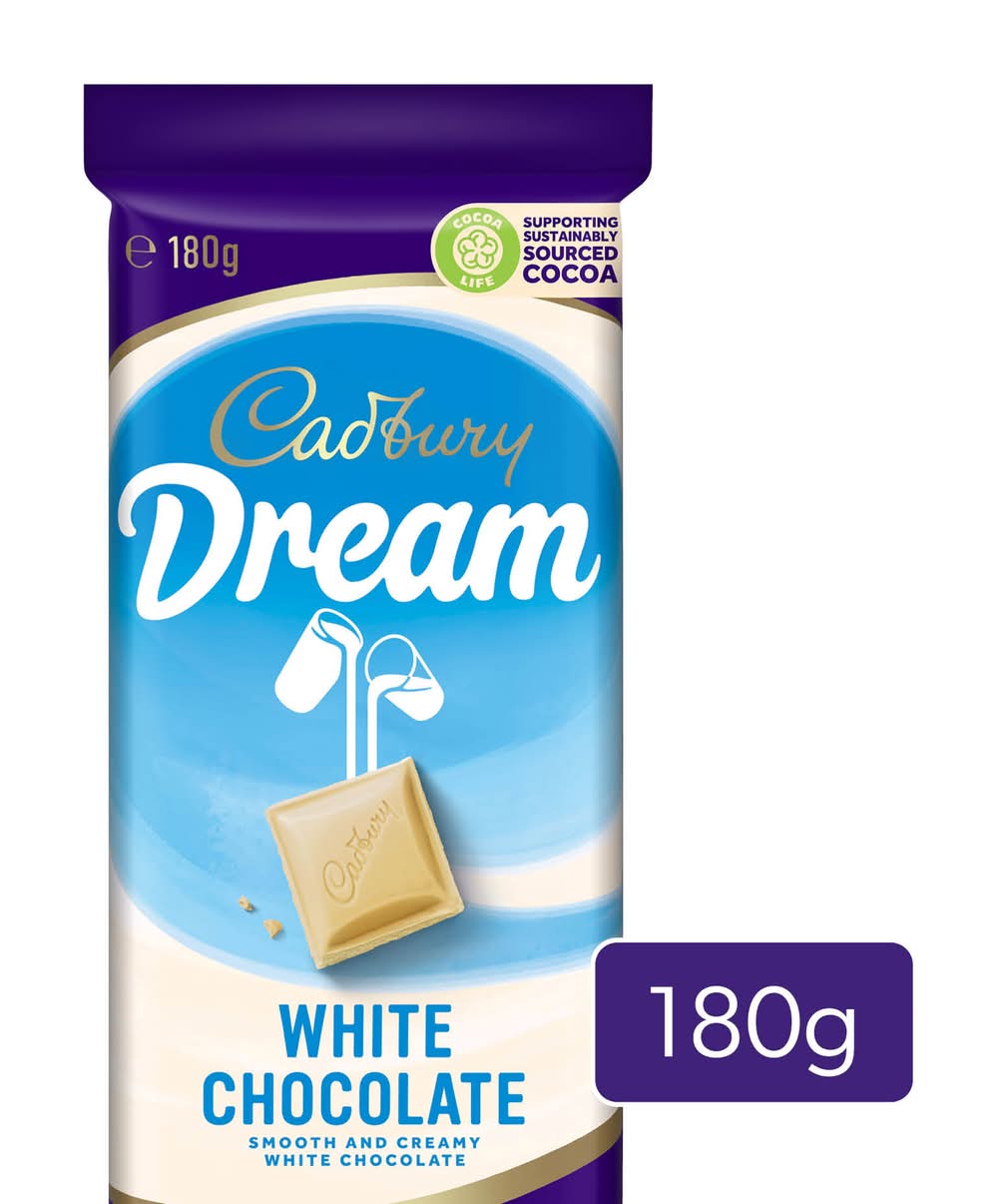 Cadbury Dream White & Creamy Chocolate Bars, Vanilla (180g)