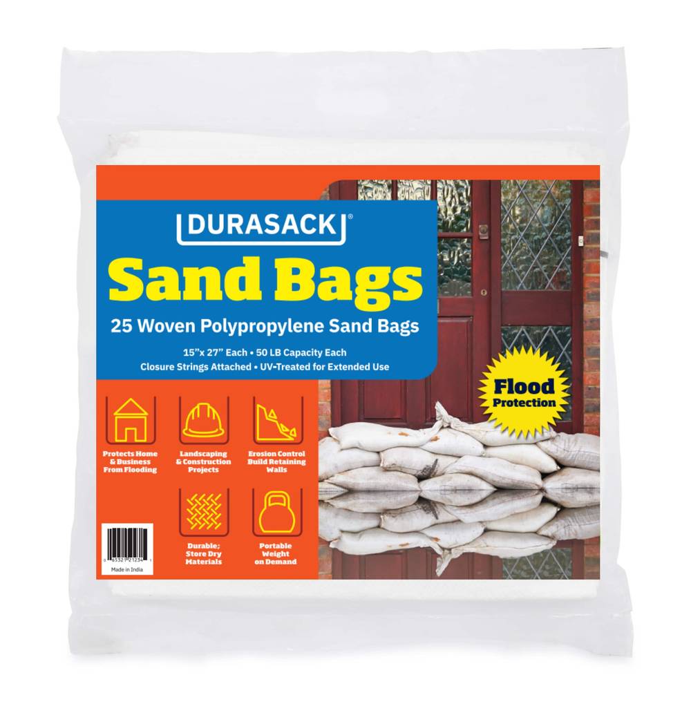 DURASACK Woven Polypropylene Sand Bags For Flood Protection, 15X27 in, White (25 ct)